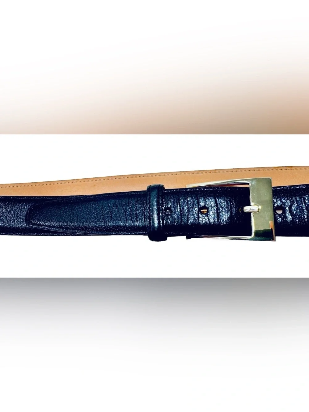 Martin Dingman Countrywear Mens 40 Black Tumbled Glove Leather Gold Buckle Belt